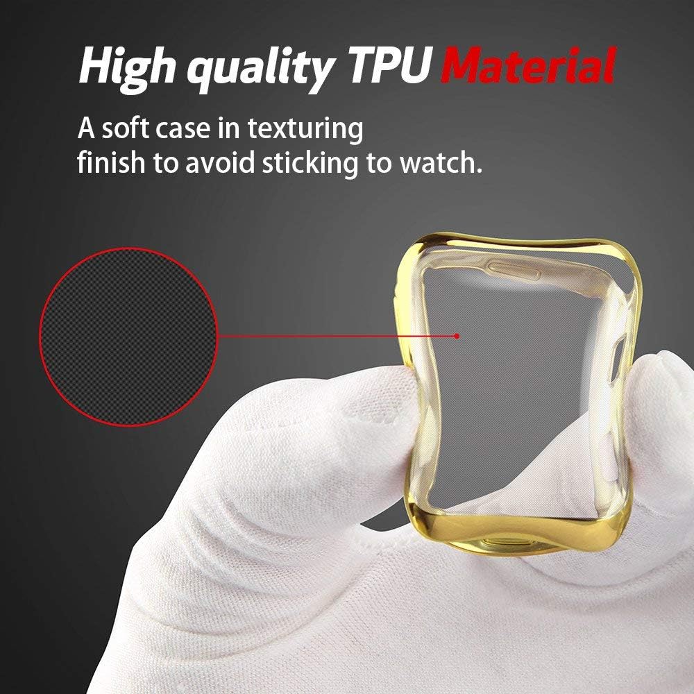 Compatible with Apple Watch Series 3 Case 42mm Full Cover Soft TPU Protective Case for Apple Watch Series 2/Series 3 for Women Men Silver case and Clear case(2 Pack)
