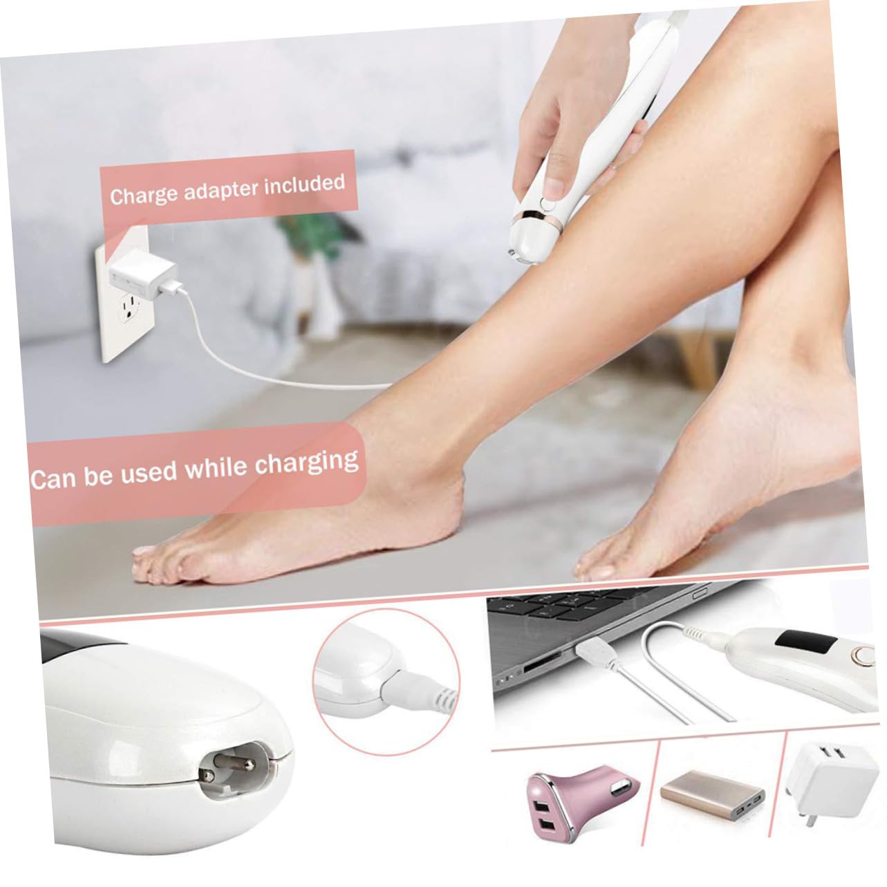Zerodeko Afeitadora Diseño Ergonómico y Batería de 600mah Recargable USB Depiladora Corporal Resistente al Agua para Depilación Rápida y Precisa para Mujer