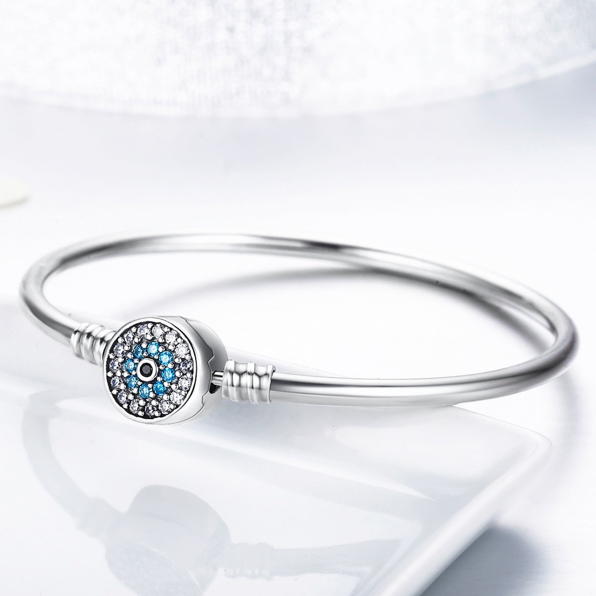 Pulsera De Cadena De Serpiente De Plata Esterlina Con Ojo Bracelet
