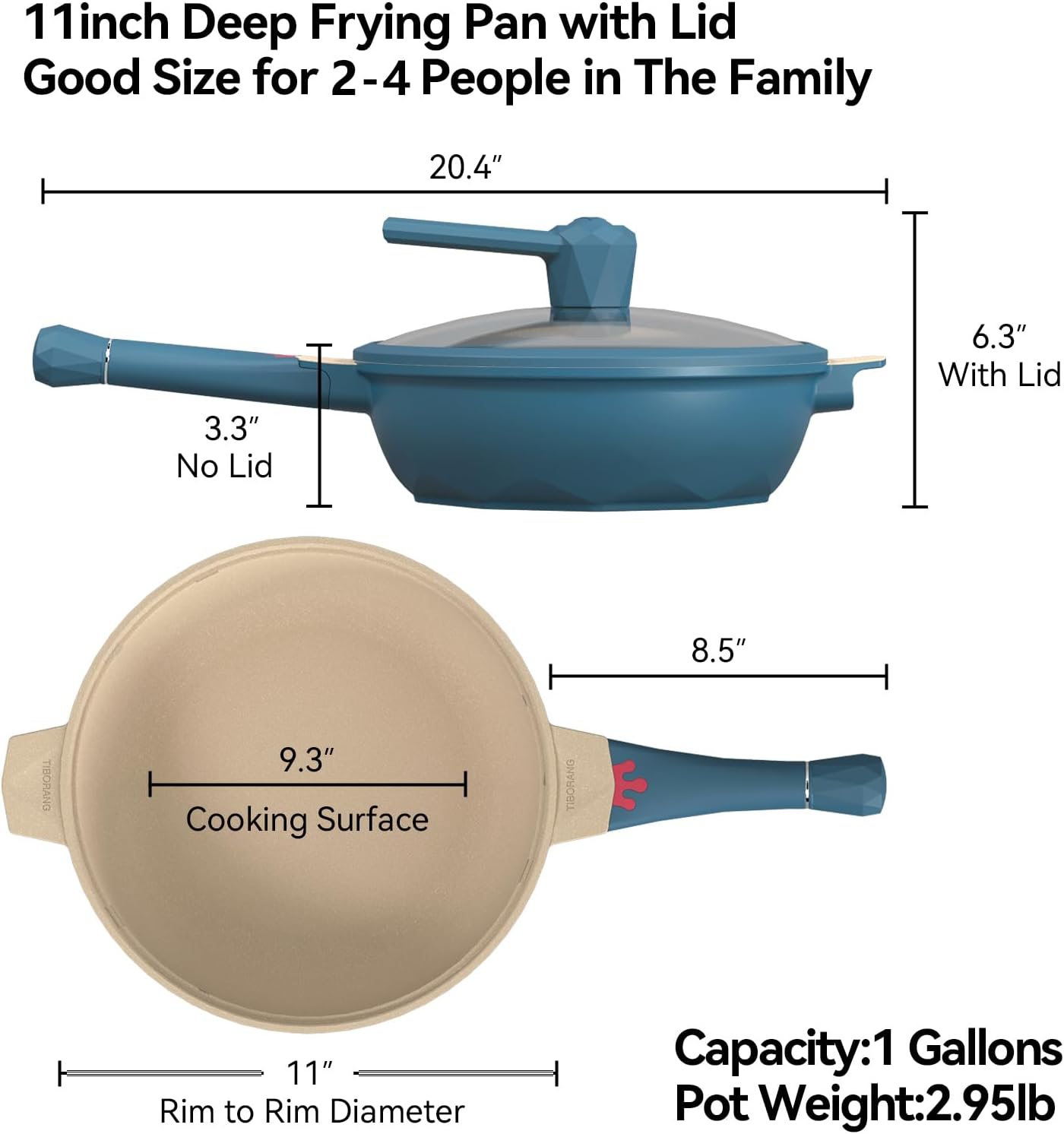 Tiborang Steamer Frying Pan Dimensions