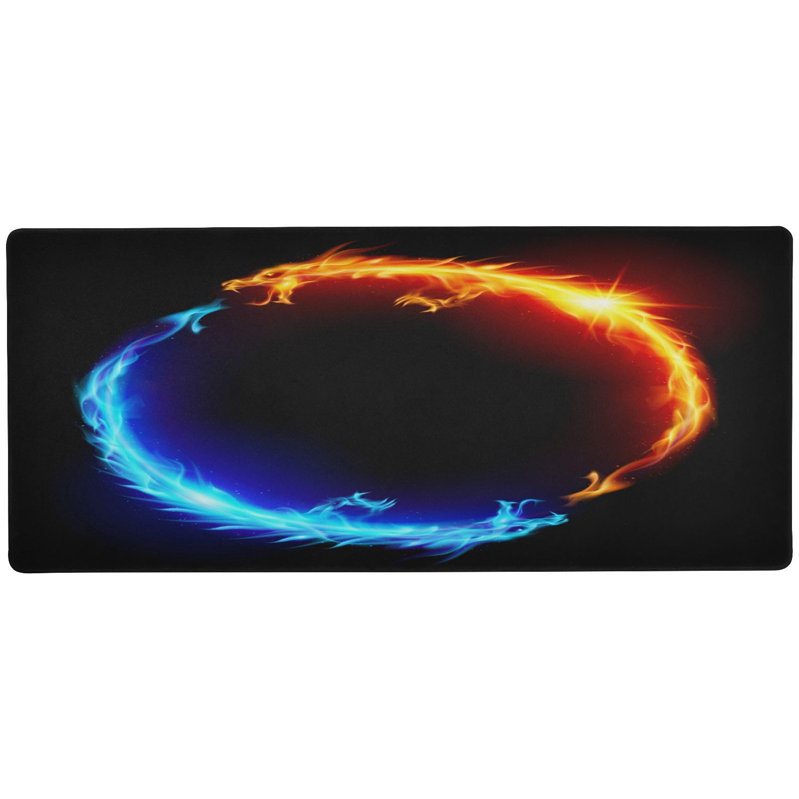 Moyyo Blue And Red Fiery Dragons Mouse Pad Gaming Mouse Mat (900x400x3mm) Extra Large Desk Mat with Smooth Surface and Non Slip Rubber Base xxl Mousepad Desk Protector for Office Working Laptop Comput