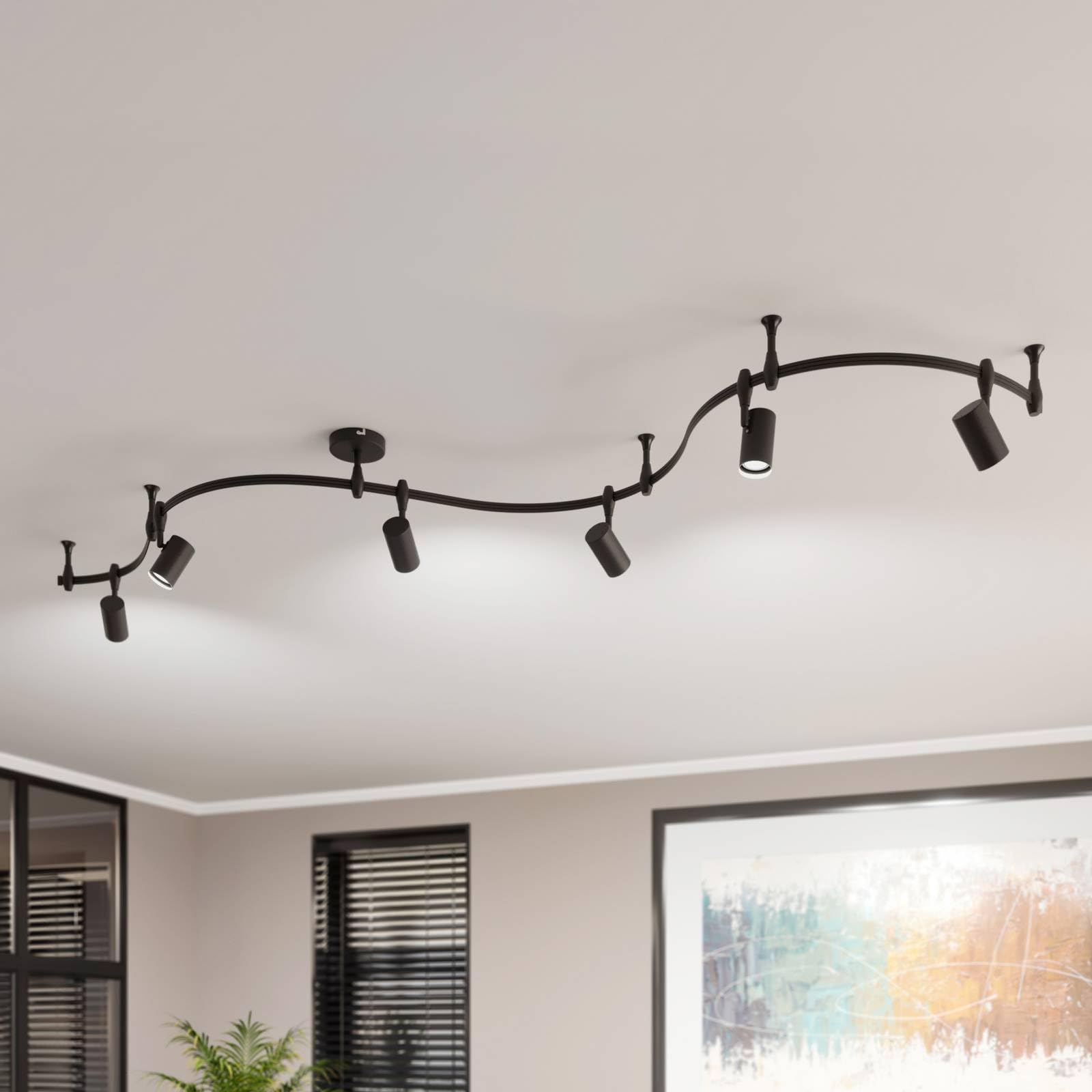 Lindby Lampada a binario dimmerabile (Moderno) colore Nero, in Metallo ad es. Soggiorno & Sala da pranzo monofase faretti su