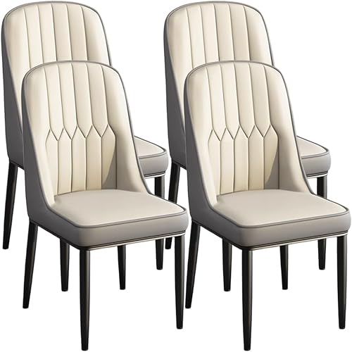 Miniatura 10 de YVYKFZD Dining Chairs Set of 2/4, Kitchen Chairs with Back and Metal Legs, PU Leather Dining Room Chair, Armless Comfy Side Chair, for Living Room,