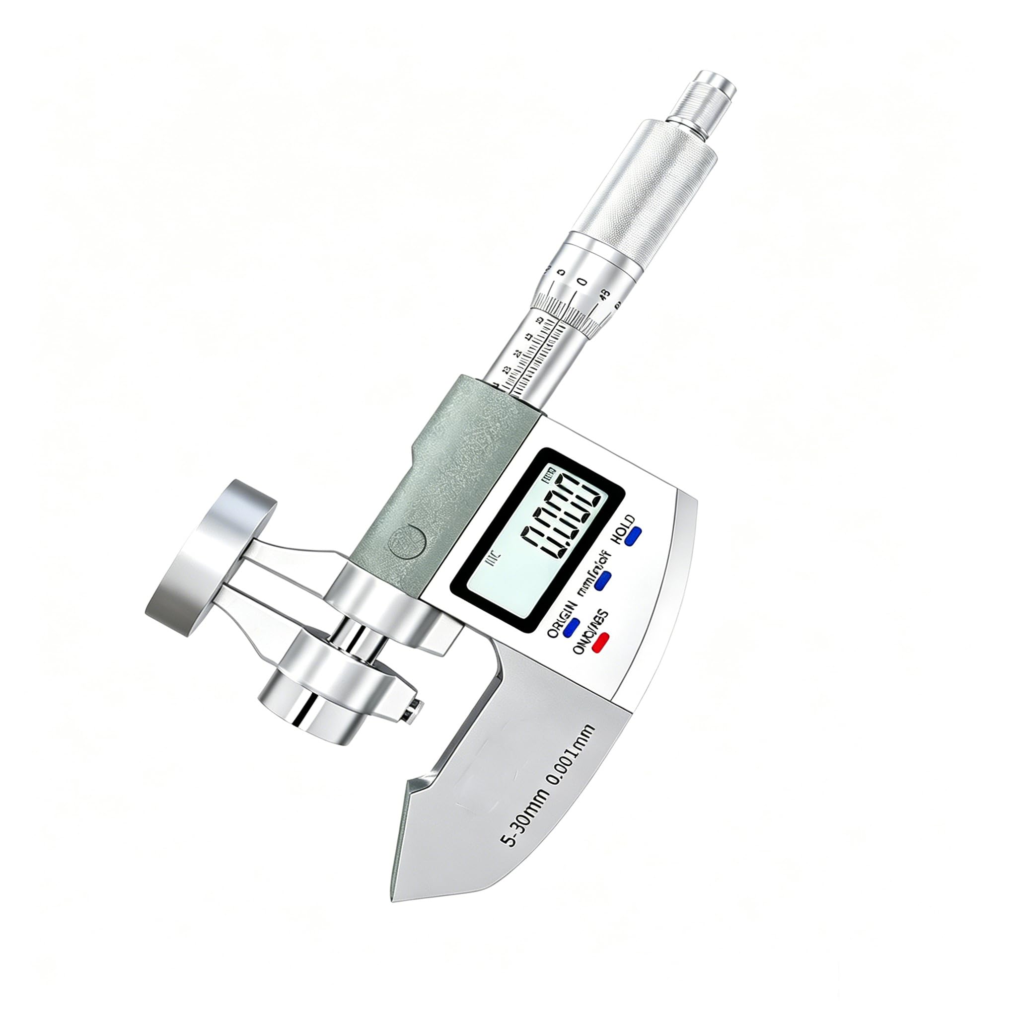 Micrometro Digitale per Interni, con Anello di Riscontro, Diametro della Sonda 2 Mm, Campo di Misura 5-30/25-30 Mm, Precisione 0,001 Mm, Sonda in Carburo, Ampio Display Ad 25-50MM