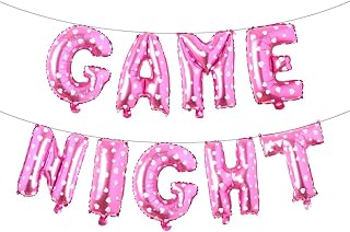 Game Night Balloon Banner,Party Backdrop Photography for Game On Birthday Party Decor Sleepover Slumber Prom Gaming Party Cake Table Decor (GAME NIGHT Pink Heart)