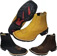 Bota Botina Texana Country Modativa Feminino e Masculino Couro Nobuck Legítimo Cano Médio