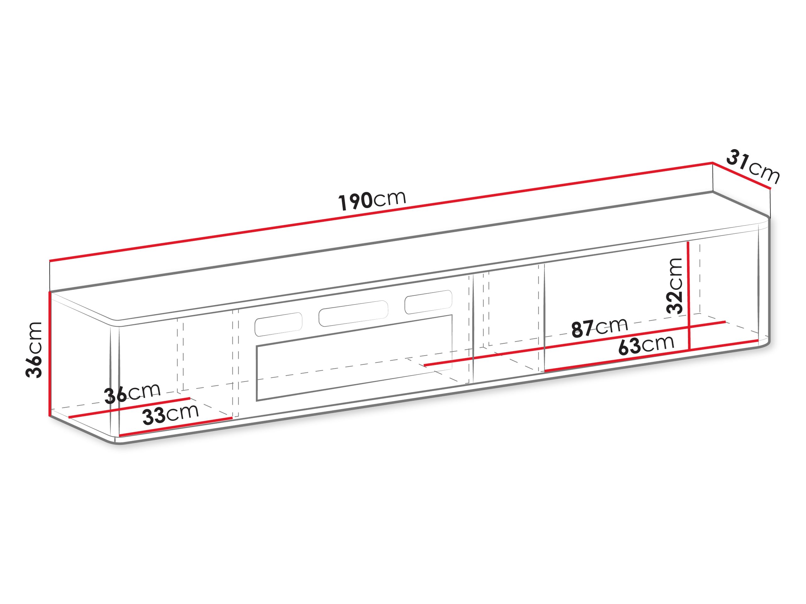 Mirjan24 TV-Schrank Poksin 190 mit elektrischem Kamin, TV-Lowboard mit griffloser Front, realistische LED-Flamme, modernes Wohnzimmermöbel (Cashmere)