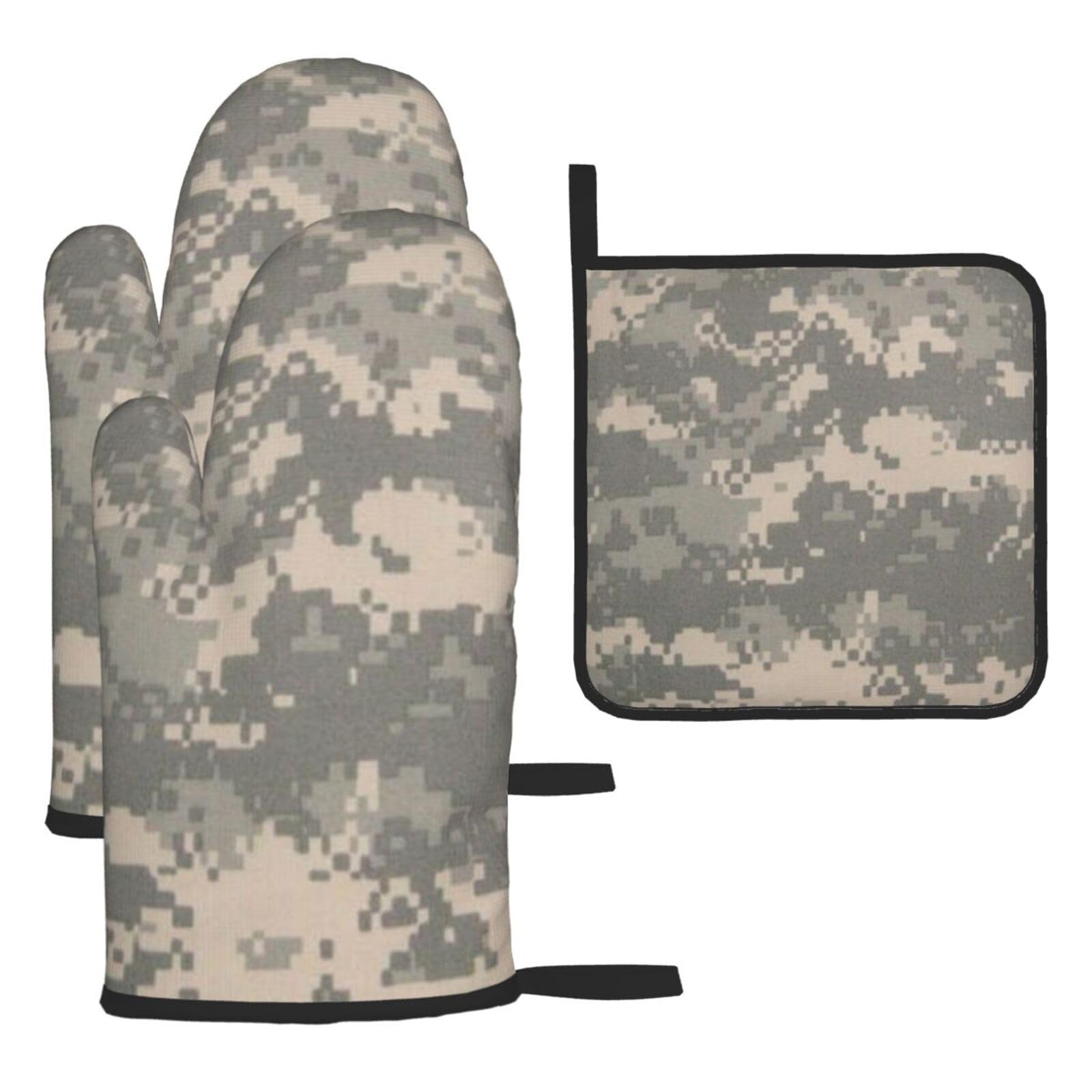 Army Digital Camouflage Print Oven Set Kitchen Gloves Baking Grilling Microwaving Cooking Gift Everyday Holiday