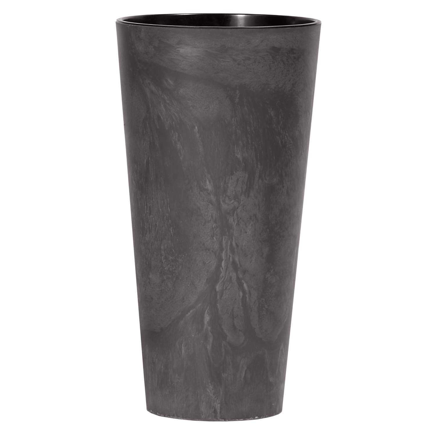 Prosperplast Tubus Slim Effect Flower Pot Concrete Design 2-in-1 Including Plant Pot Round Plastic (150 mm, Anthracite)