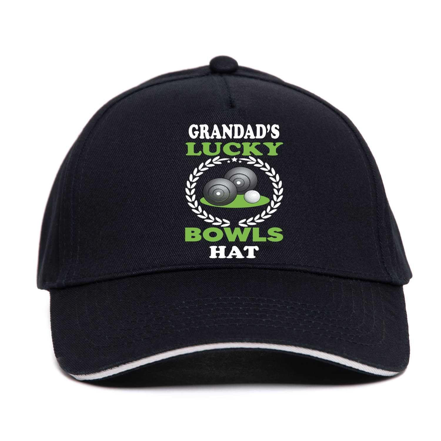 Print4u Unisex Black Grandad's Lucky Bowls Baseball Cap Gift Father's Day Crown Green Bowling
