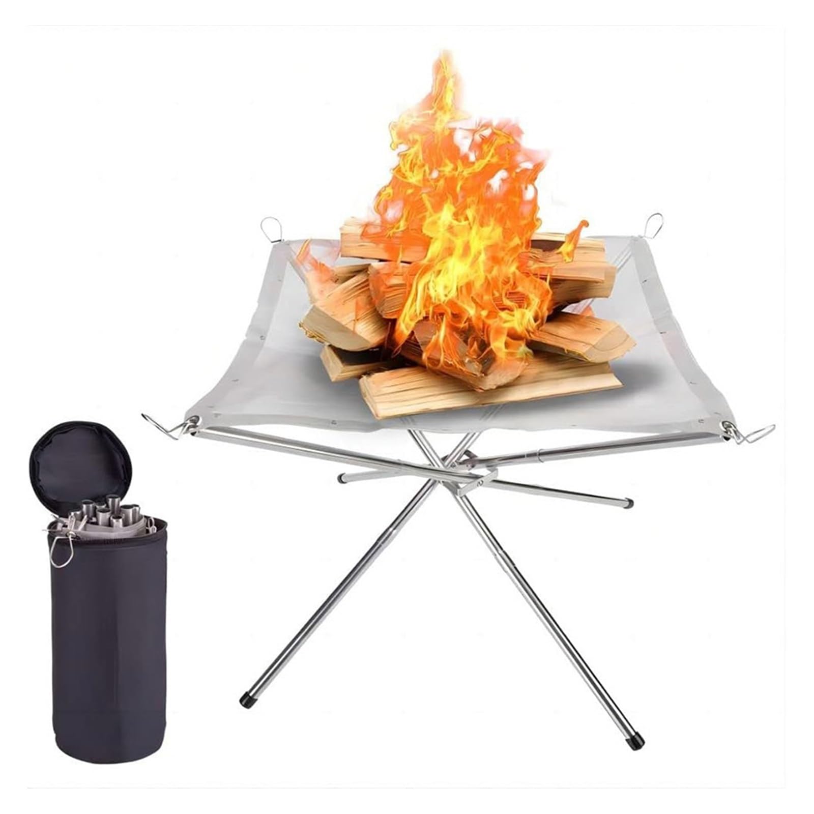 Barbecue et poêle à bois pliable de camping pour cuisiner facilement dehors