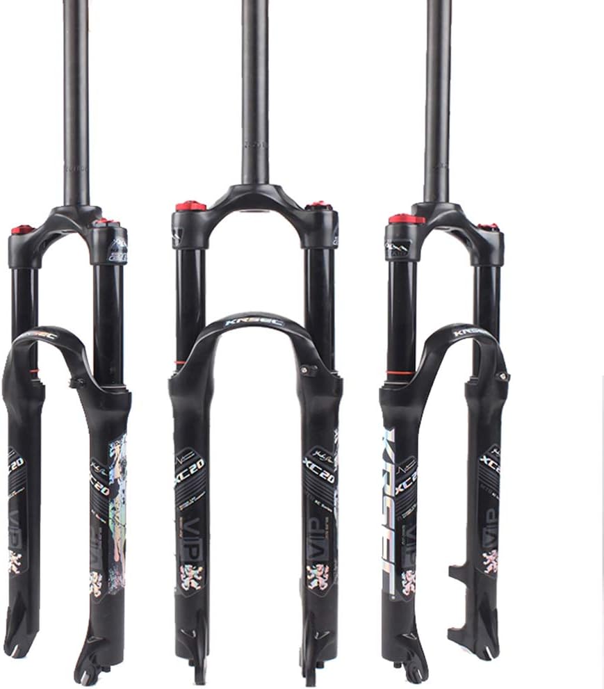 KRSEC 【US Stock】 Mountain Bike Fork 26 27.5 29 inch, Travel 120mm MTB Air Fork 1-1/8 Straight Tube, Ultralight Bicycle Suspension Front Forks Disc Brake Fit XC/AM/FR Cycling