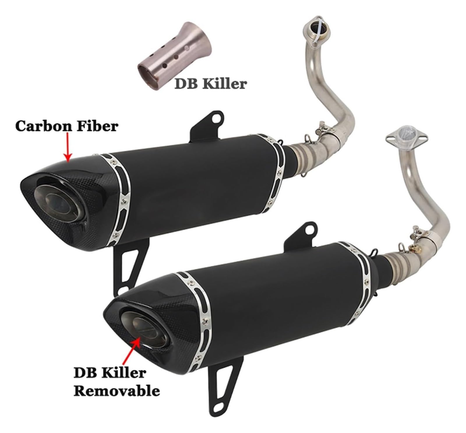 Moto Motocicleta Escape para Sistemas De Escape Completos De Motocicleta Y&amaha Tricity 300 2020-2024, Silenciador De Tubo De Enlace Delantero, Fibra De Carbono DB Killer