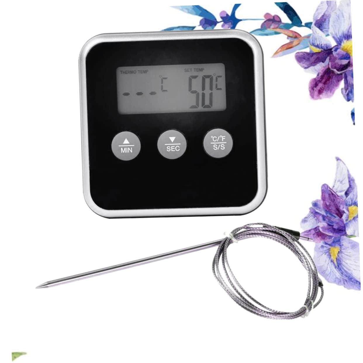 MAGICLULU 2pezzi Termometro Digitale Wireless Per Cucina e Bbq Timer Lcd Con Allerta Temperatura Strumento Di Cottura Senza Batteria Per Pesce e Pollame Precisione Professionale