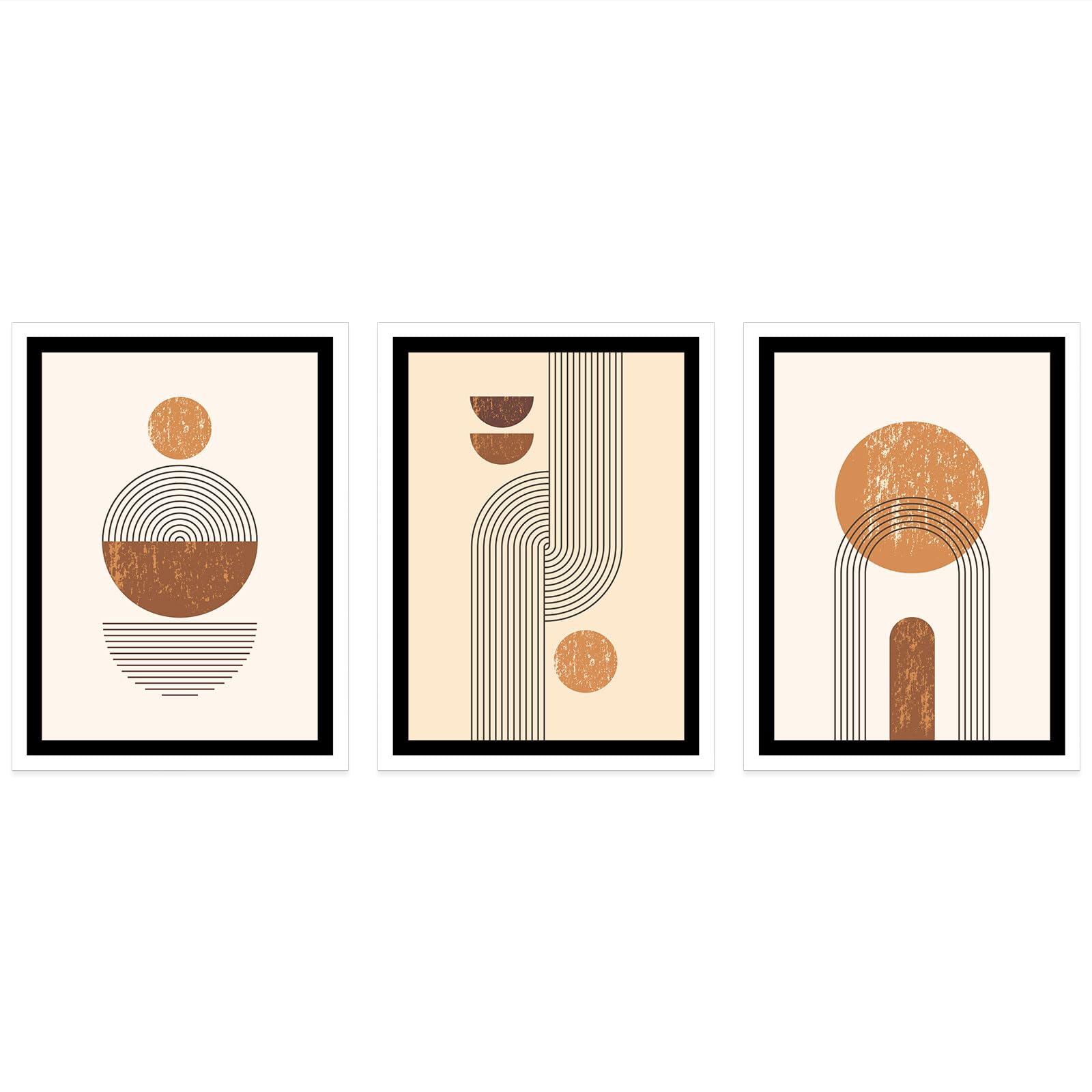 Lumalea - Zestaw 3 plakatów/plakatów z motywem boho - czarno-białe obramowanie - 3 plakaty - 70 x 100 cm