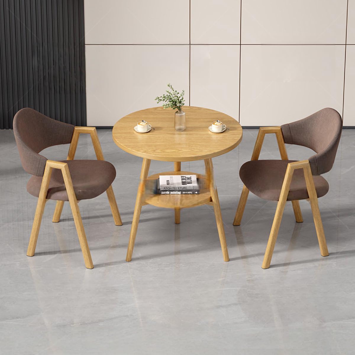 Round Reception Desk and Chair Set, Office Conference Table &amp; Chairs, Business Coffee Dining Table Set for Small Space Reception Room, Lounge, Conference Room