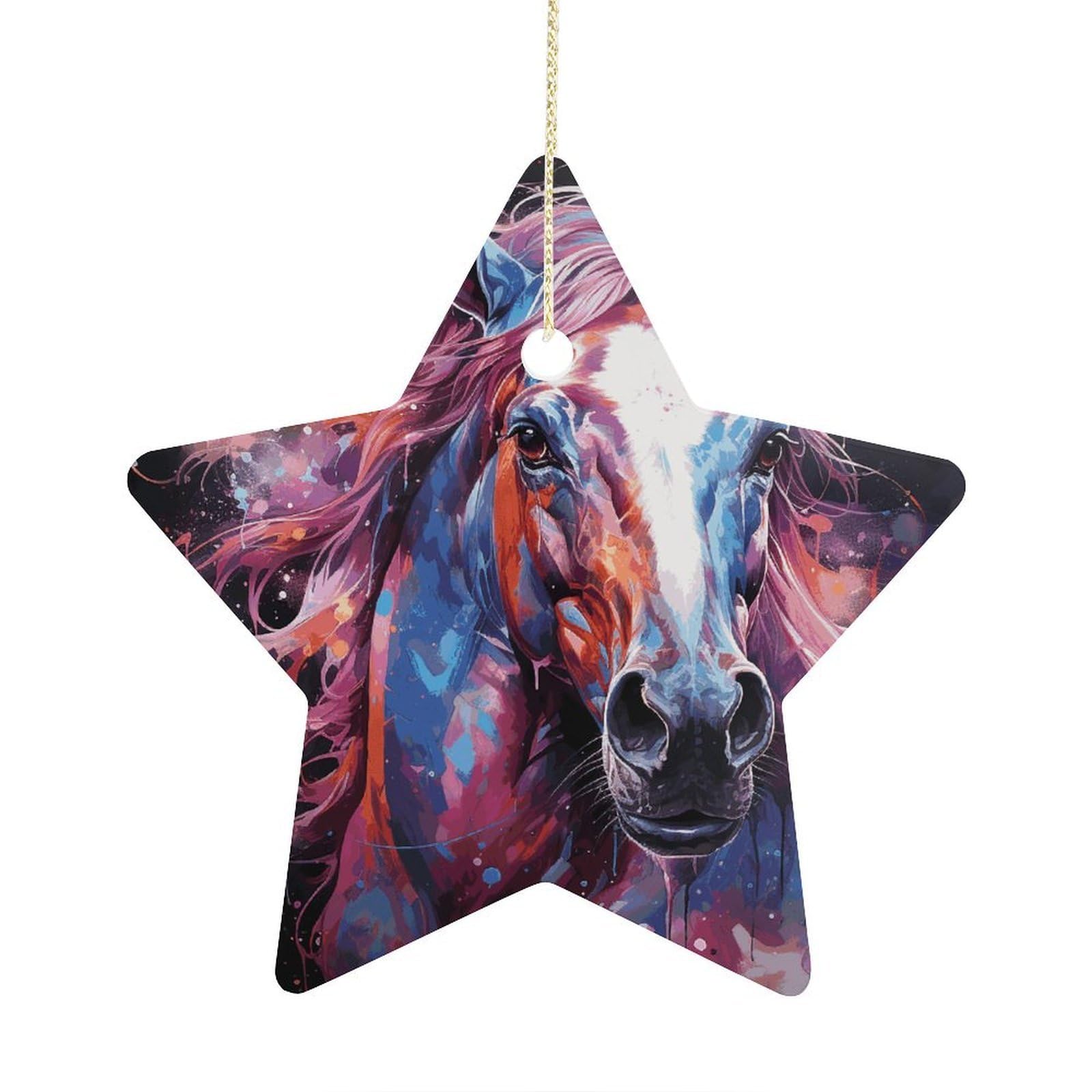 Fodpand Women's Style Dreamy Horse Ornament With String, Keepsake Hanging Decorations,Ceramic Ornaments For Men Indoor Home Holiday Party Gifts
