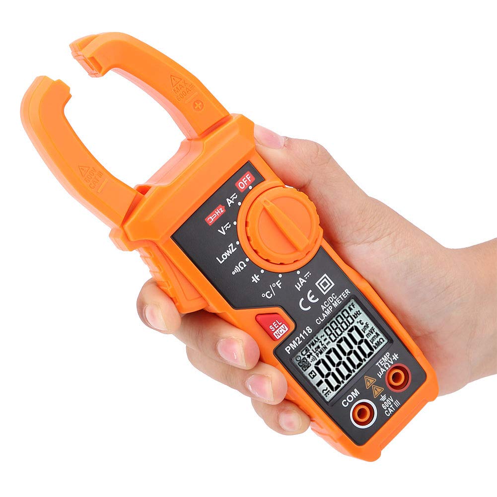 PEAKMETER PM2118 - Multímetro de doble pantalla AC DC Clamp NCV ohmímetro capacidad medidor de temperatura con 6000 cuentas de retroiluminación para el mantenimiento eléctrico de Kraftfa
