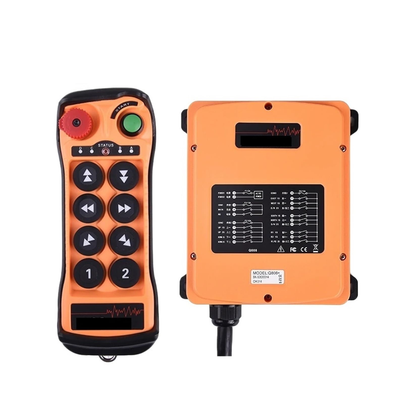 Controlador de grúa, Fabricante de control remoto de grúa de doble velocidad Interruptor de control remoto inalámbrico for grúa industrial(1T,Q808_24-48V)