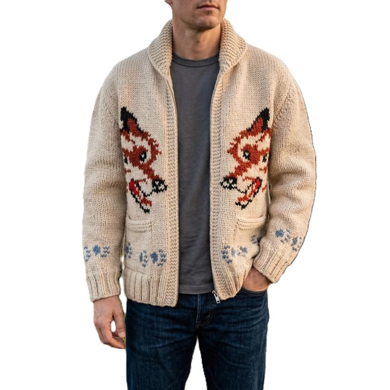 Ryan Project Herren-Ledermantel/Wollmantel, Reißverschluss, Wollmischung, Winter, Strickwaren, Gelb