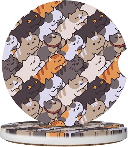 Miniatura 10 de Posavasos florales verdes y blancos para portavasos de automóvil, paquete de 2 posavasos para automóvil, posavasos absorbentes de cerámica con