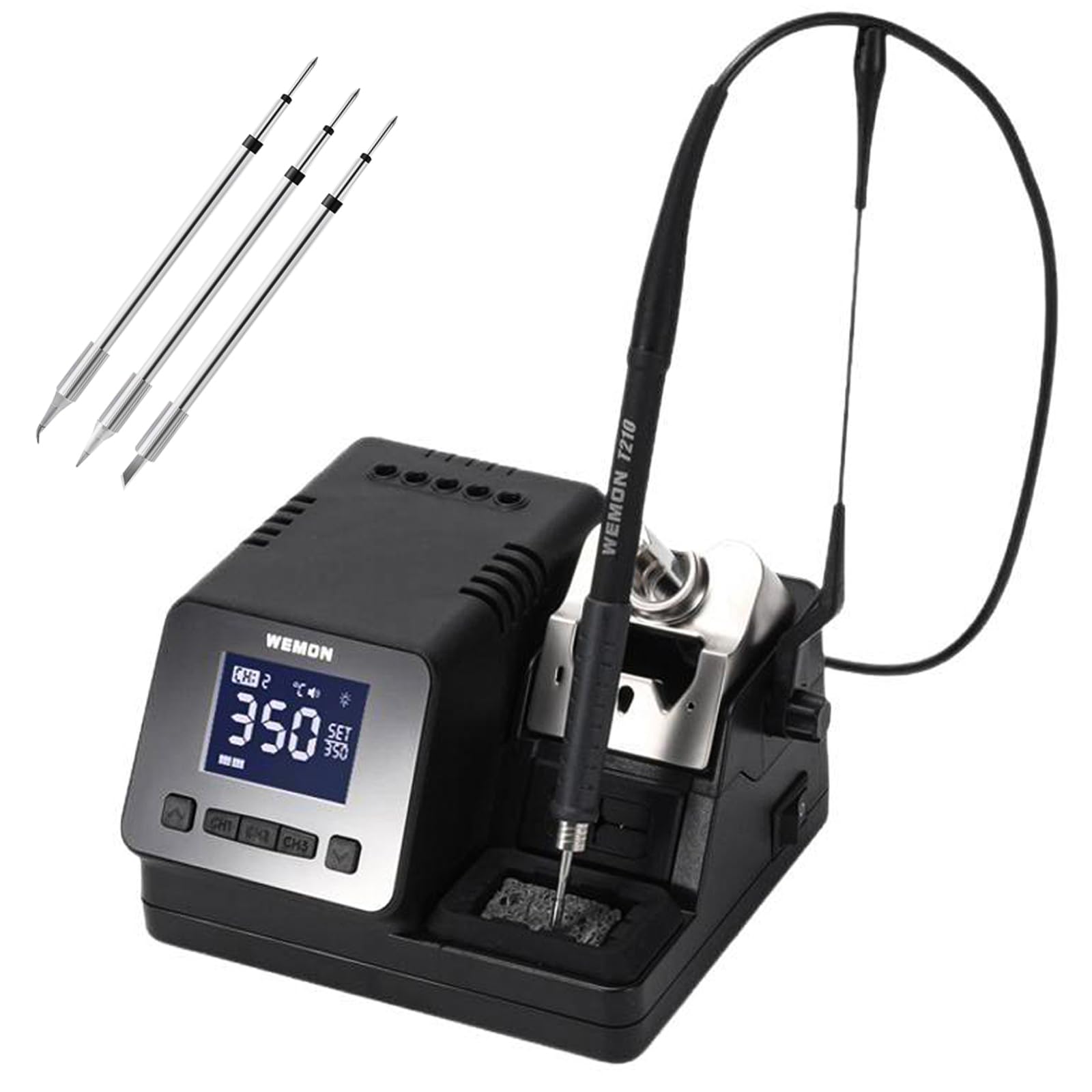 T23 Soldering Station, T210 soldering iron Equipped with 3 Solder Iron Tips, 110V, Compatible with T210/T245/T115 Welding Iron Handle, Suitable for mobile phone chip and electronic repair