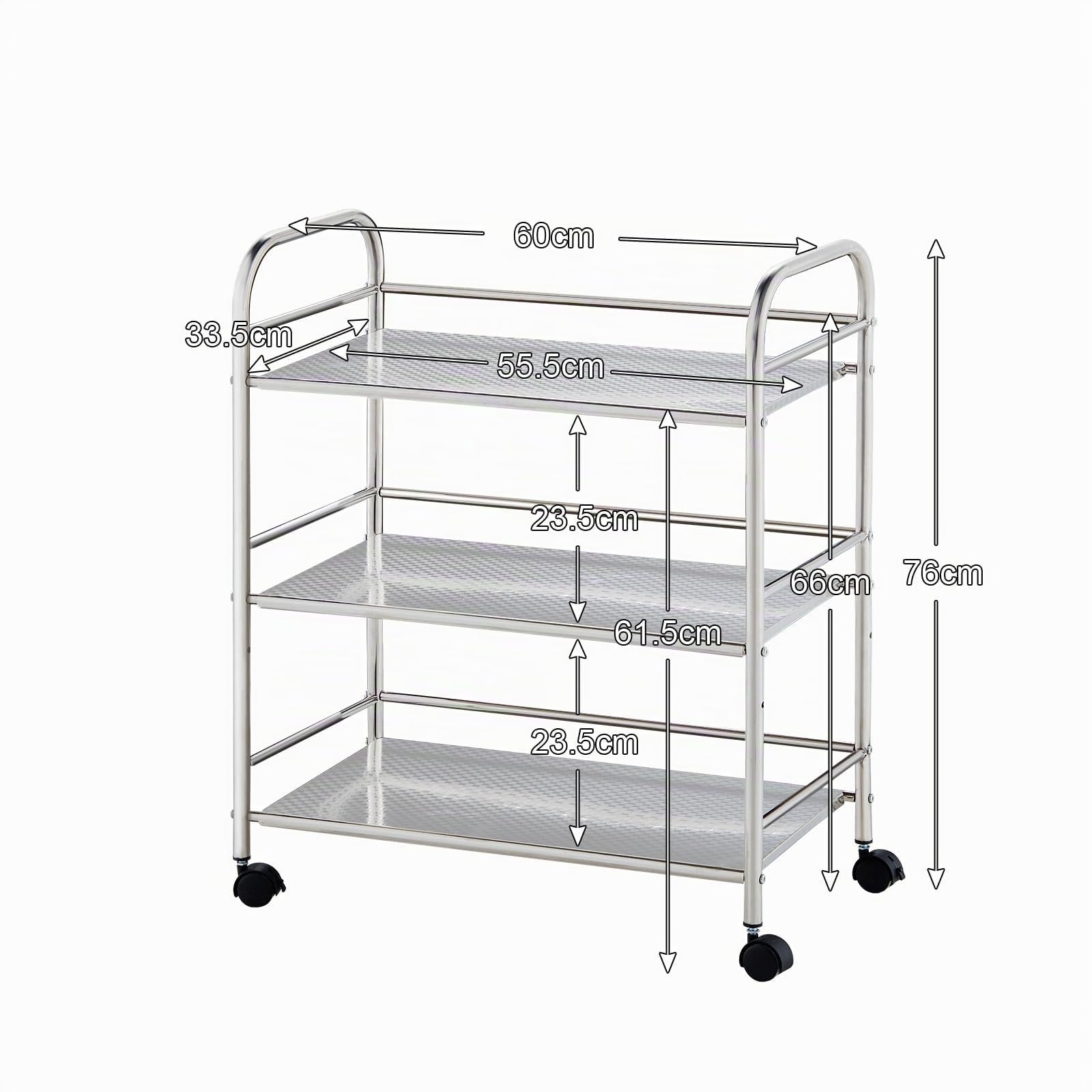 CLIPOP Carrello Portaoggetti a 3 Livelli in Acciaio Inox, Carrello per Isola da Cucina, Carrello Portaoggetti (35 * 60 * 75 cm)