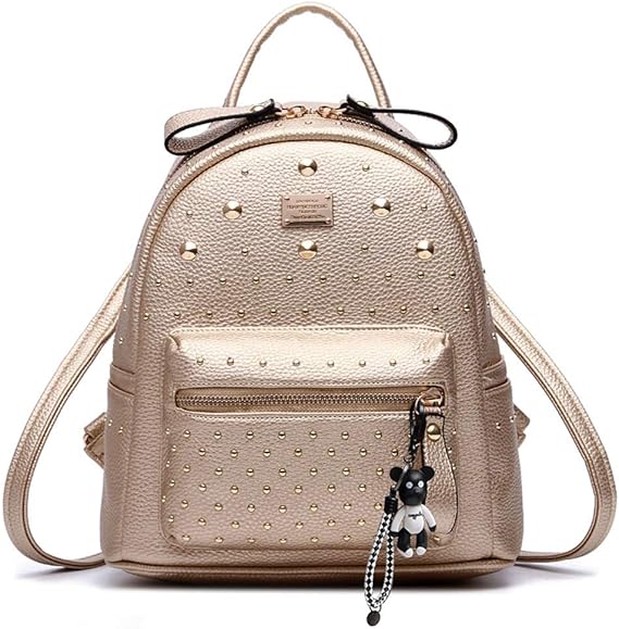 Amazon Co Jp Ainuoey レディース リュック ミニ バックパック Puレザー ポシェット Mini Rucksack Pack Bag For Women ゴールド シューズ バッグ
