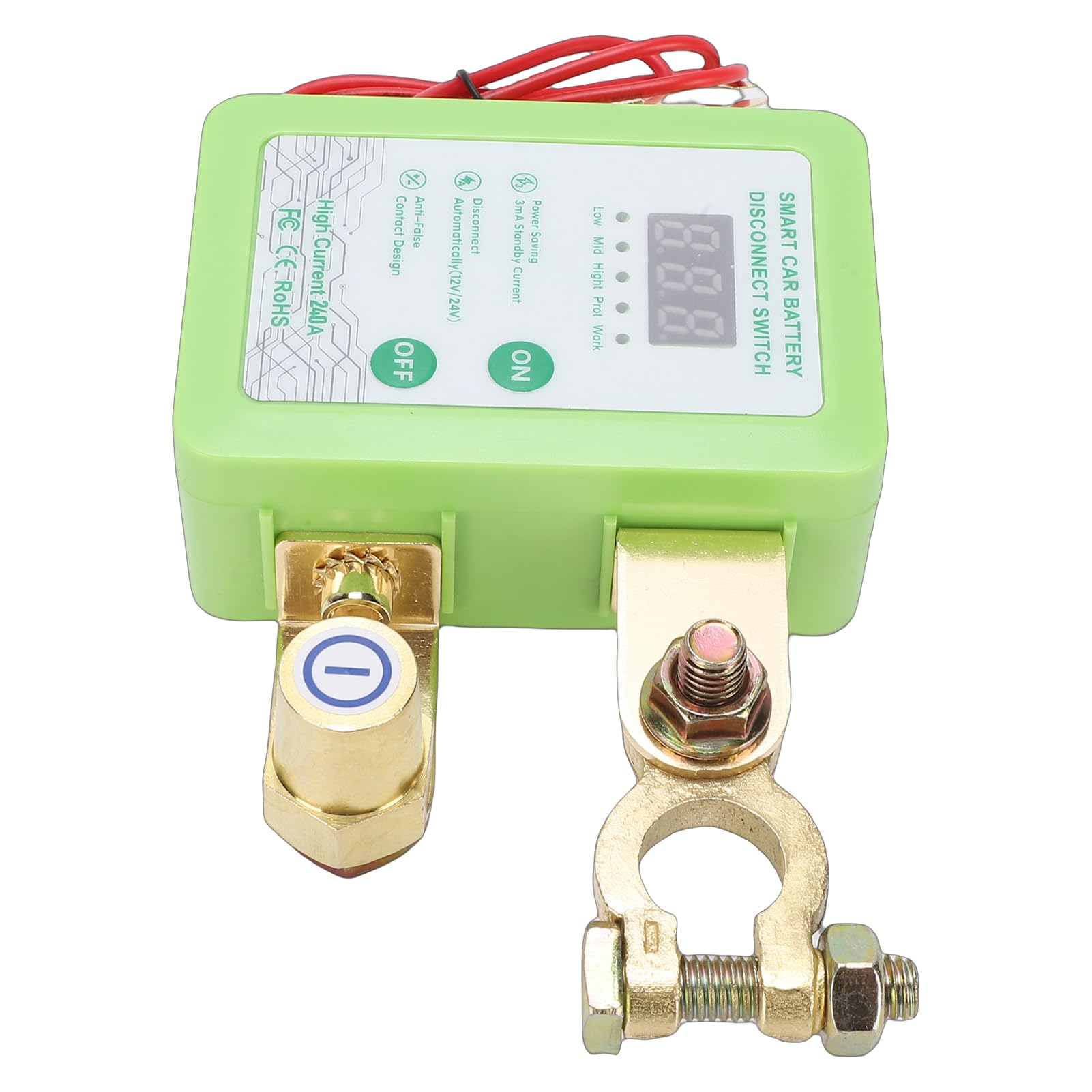 Fabater Coupe-Batterie, Interrupteur de Déconnexion de Batterie à Distance Double Tension 12 V 24 V, Coupe-circuit pour Voiture avec Affichage de Tension LED et Protection Antivol pour Voitures,