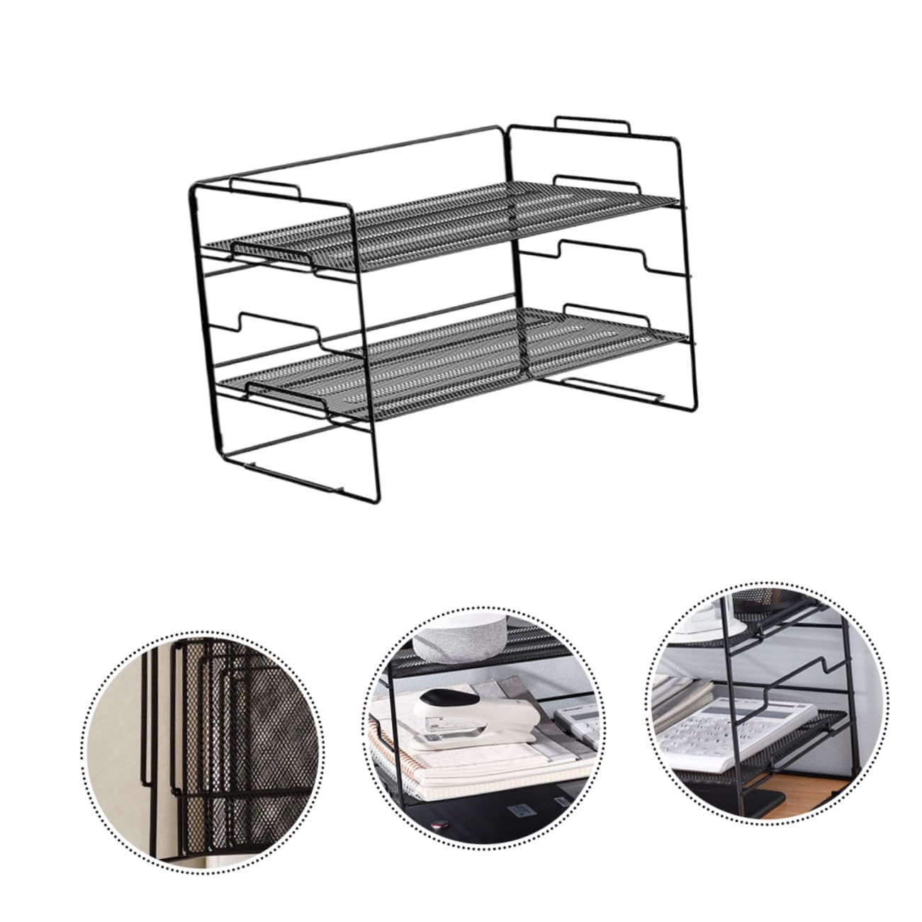 Raccoglitore minimalista in metallo nero con rack da scrivania, porta documenti in rete per ufficio, vassoio per lettere, libri, riviste e cancelleria