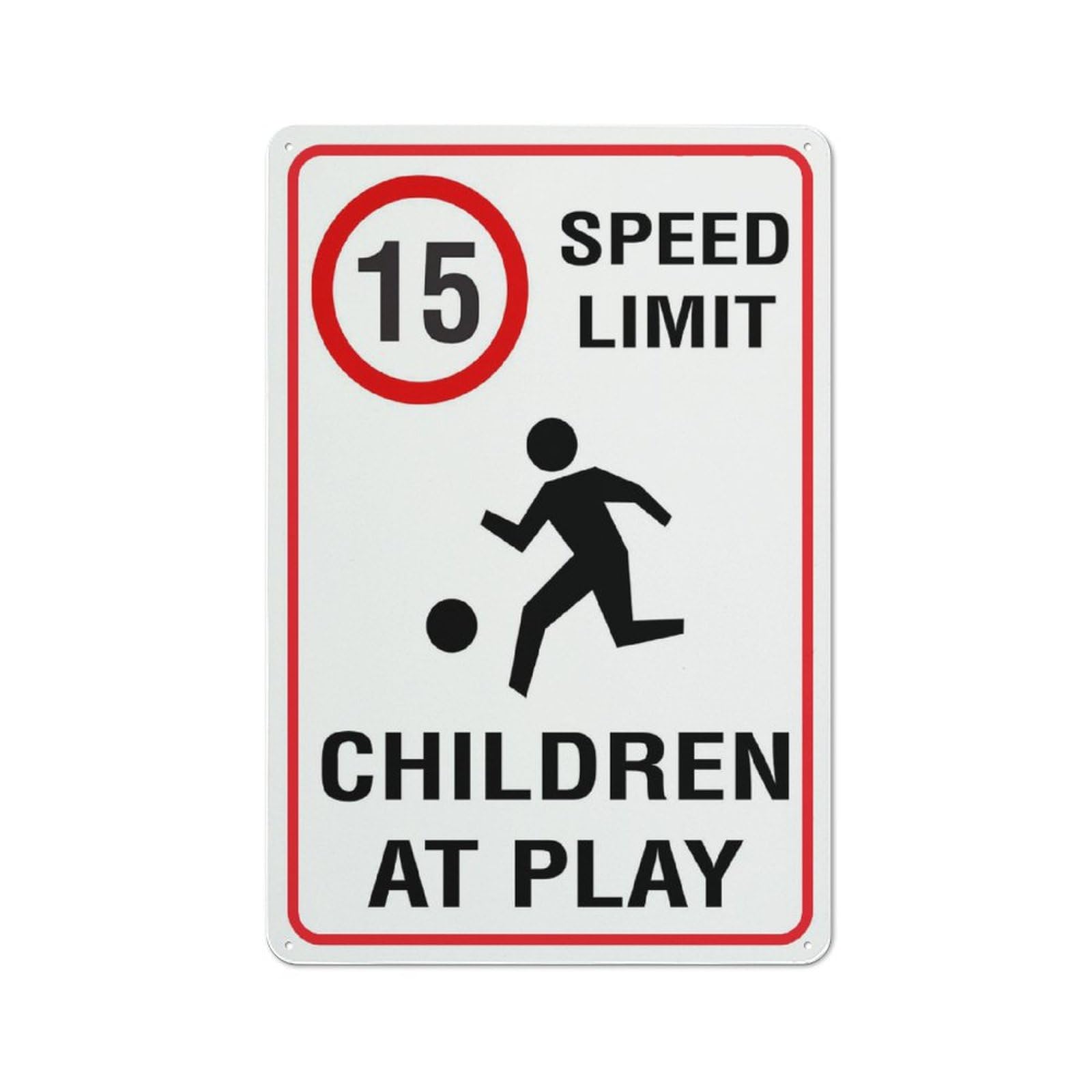15Km Speed Limit (Children At Play) Sign, 8x12 Inch Rust-Free Aluminum Outdoor Metal Tin Sign for Home, Business, Yard