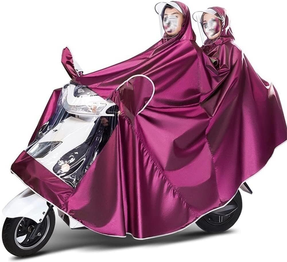 Capa de Lluvia for Bicicleta, Poncho Impermeable, Poncho de Motocicleta Hombres Mujeres Ciclismo Capa de Lluvia Poncho con Capucha Capa de Lluvia a Prueba de Viento Mobility Scooter Cover (Color : Red