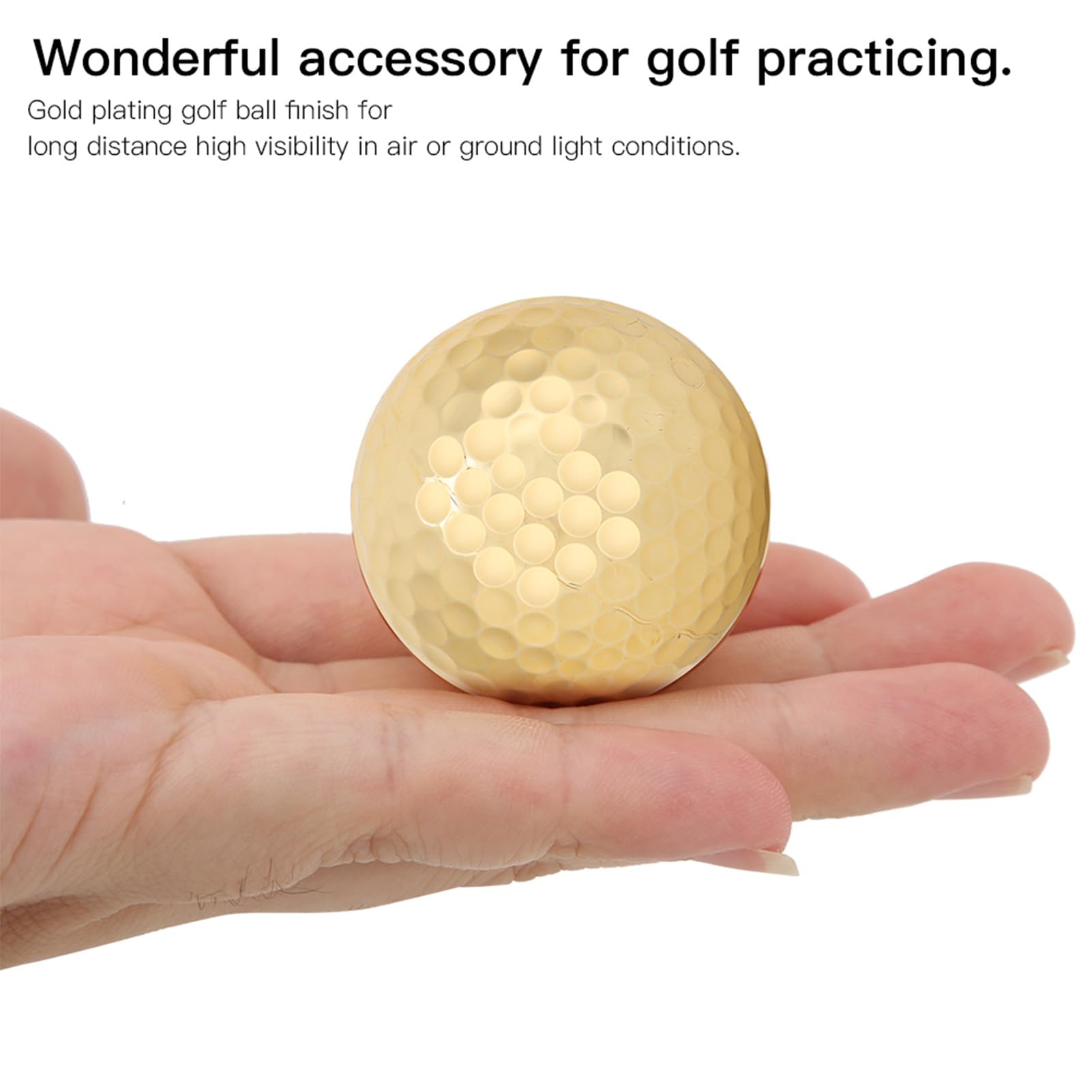 BuyWeek Balle de Golf Dorées, 4 Pièces Balles d'Entraînement Golf de Placage d'or Double Couche Portable pour Swing d'Entraînement