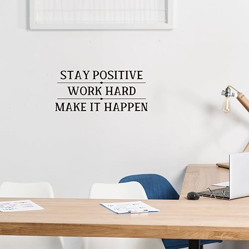 Miniatura 6 de Stay Positive Work Hard Make it Happen - Calcomanía de pared de vinilo con cita inspiradora para decoración de oficina y hogar