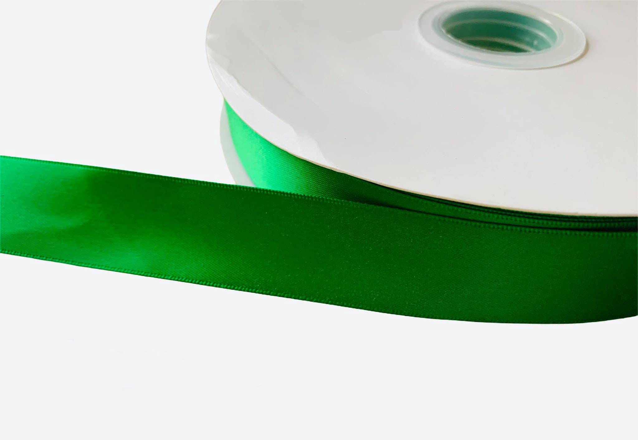 Double Sided Polyester Satin Ribbon 49 Colours 25 mm X 10 Meters, Double Sided Polyester Ribbons Roll Woven Ribbon for Gift Wrapping, Fabric, DIY Crafts, Bows, Bouquets (Emerald Green)