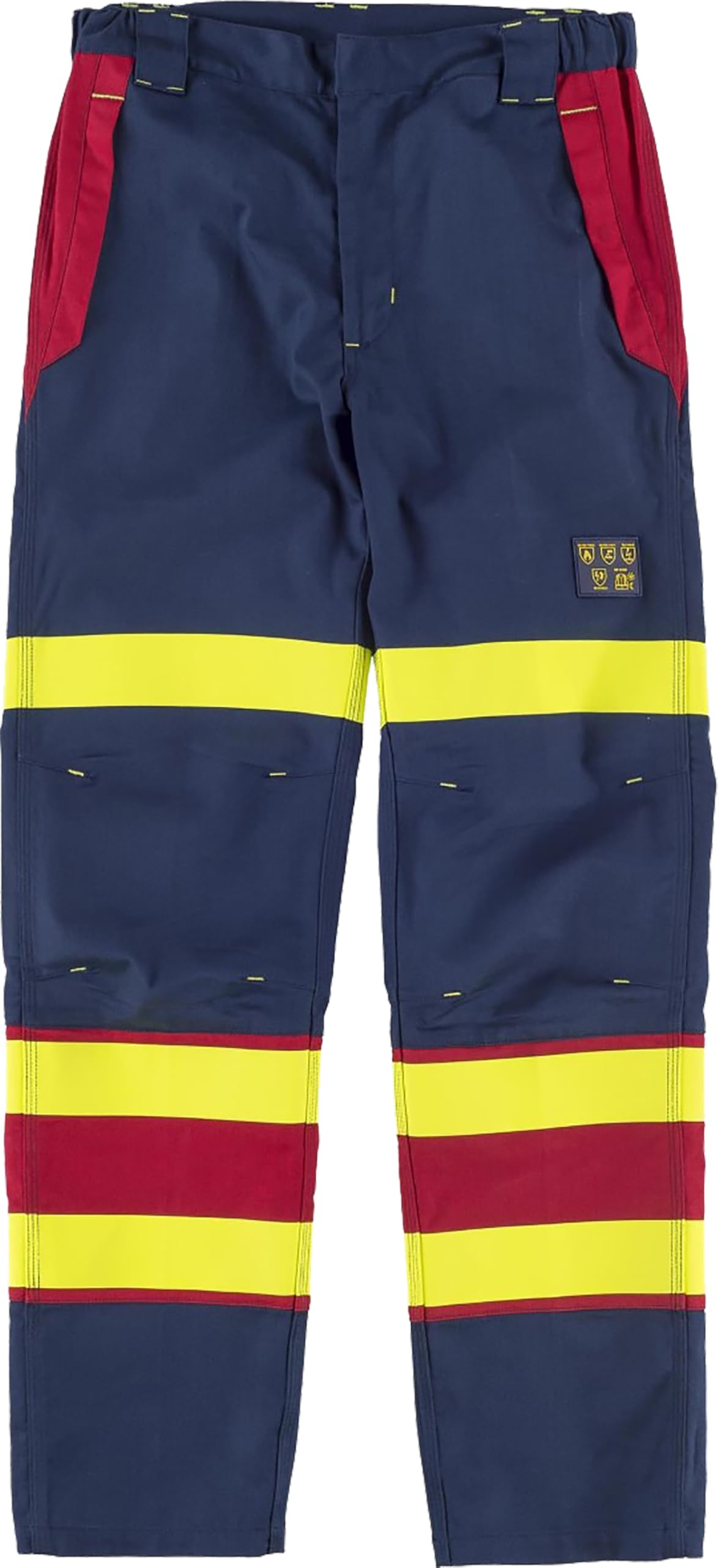 WORKTEAM B1499 Pantalón Ignífugo Combinado, Antiestático con protección para Soldadura y Arco Eléctrico, Slim Fit, con Cintas Fluorescentes y Triple Costura. Unisex