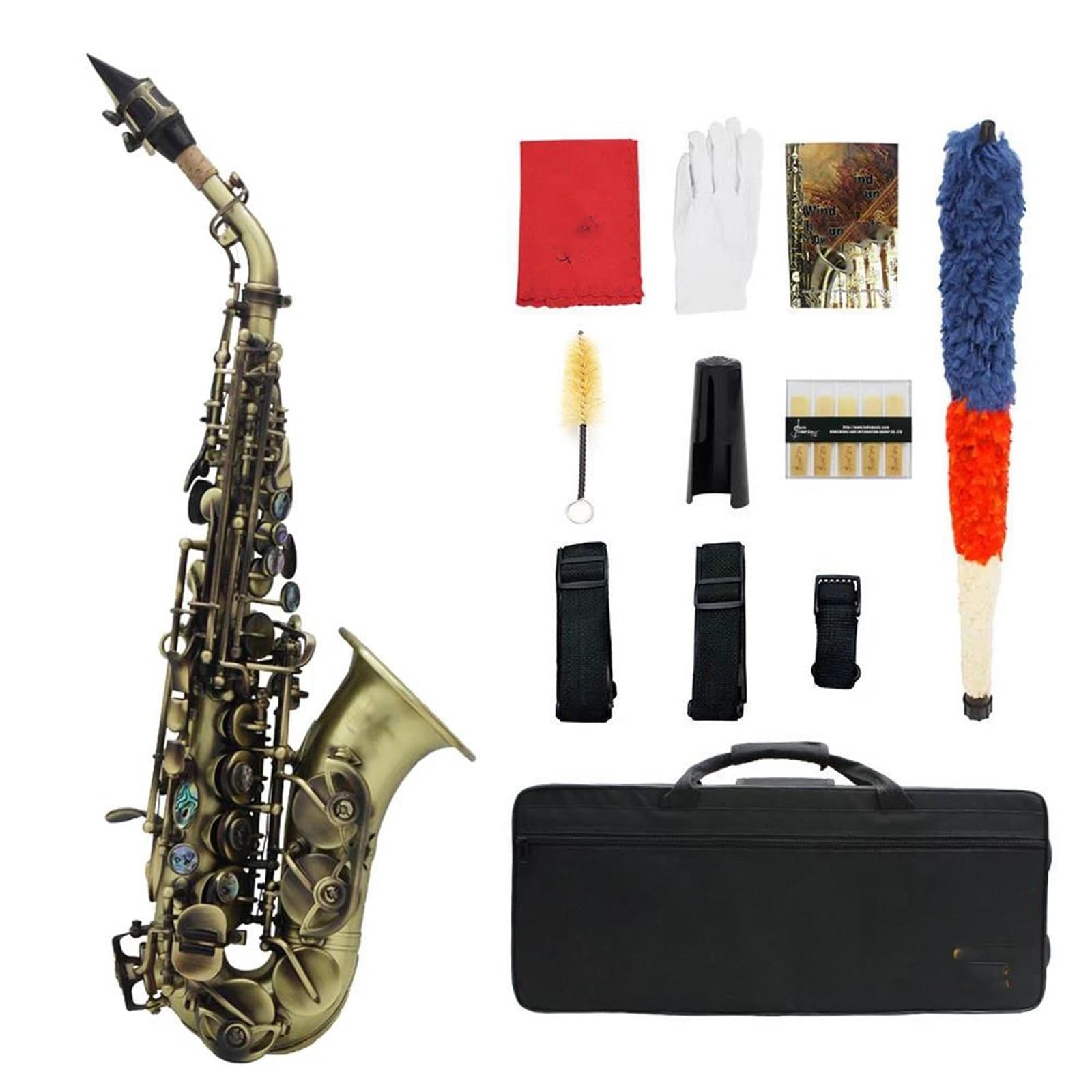Juego De Saxofón Soprano De Curvatura Plana En Si Bemol Instrumento De Viento Madera Profesional Con Accesorios De Piano Saxofón
