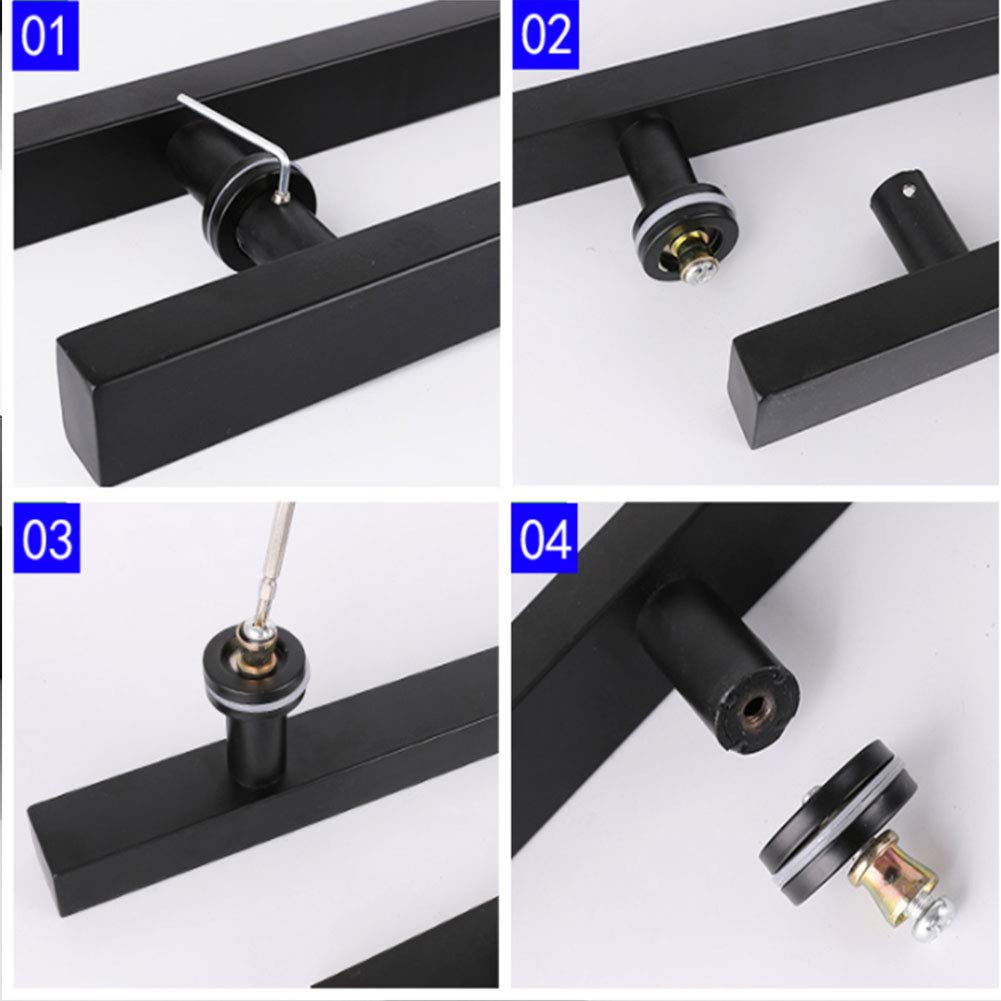 Manija de Puerta de Granero con Barra en T de 300 mm, Acero Inoxidable, dos Lados, Cobertizo de Vidrio, Tirador de Puerta, Empuje de Baño, Puerta Corredera, Tirador, Herrajes, Negro Mate