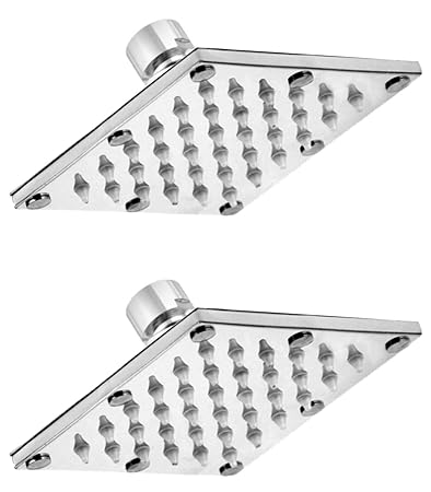 Drizzle 4x4 Inch Sandwich Rainfall Overhead Shower Without Arm - Set of 2 Pieces