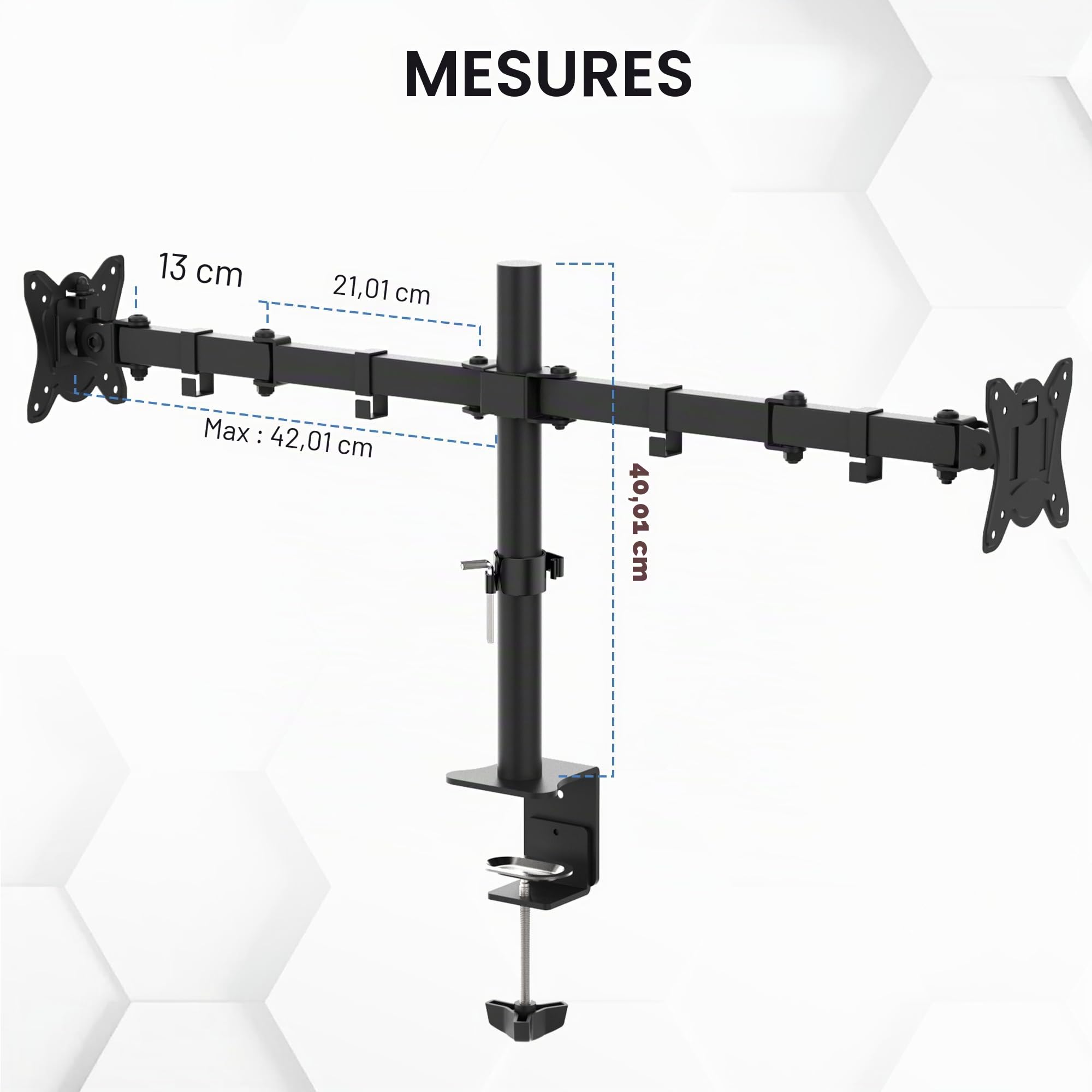 Bras Ecran PC VESA 75x100 360° Rotation ±90° Inclinable Hauteur Réglable 9KG Noir GRIFEMA GB2001-2