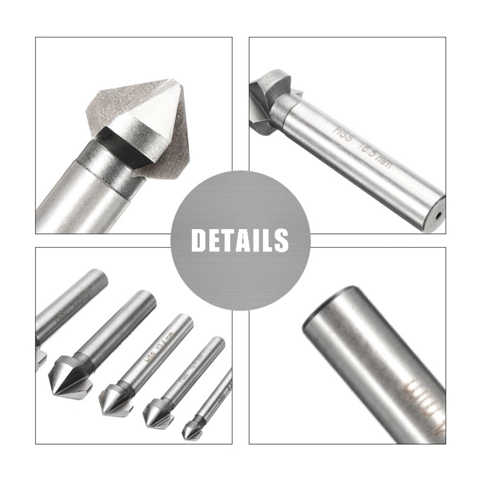 Broca avellanadora Fresa avellanadora de 3 flautas, avellanador 90 grados, eneldo HSS, cortador biselado, perforación agujeros acero, herramienta chaflán 4,5 a 50mm(5pcs-18-40)