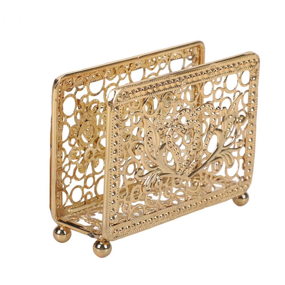 Tissue Case Napkin Holder Wear-resistant Organization Retro Western Restaurant Paper Rack Table Tissue Storage Napkins Stand Tissue Dispenser(Golden)