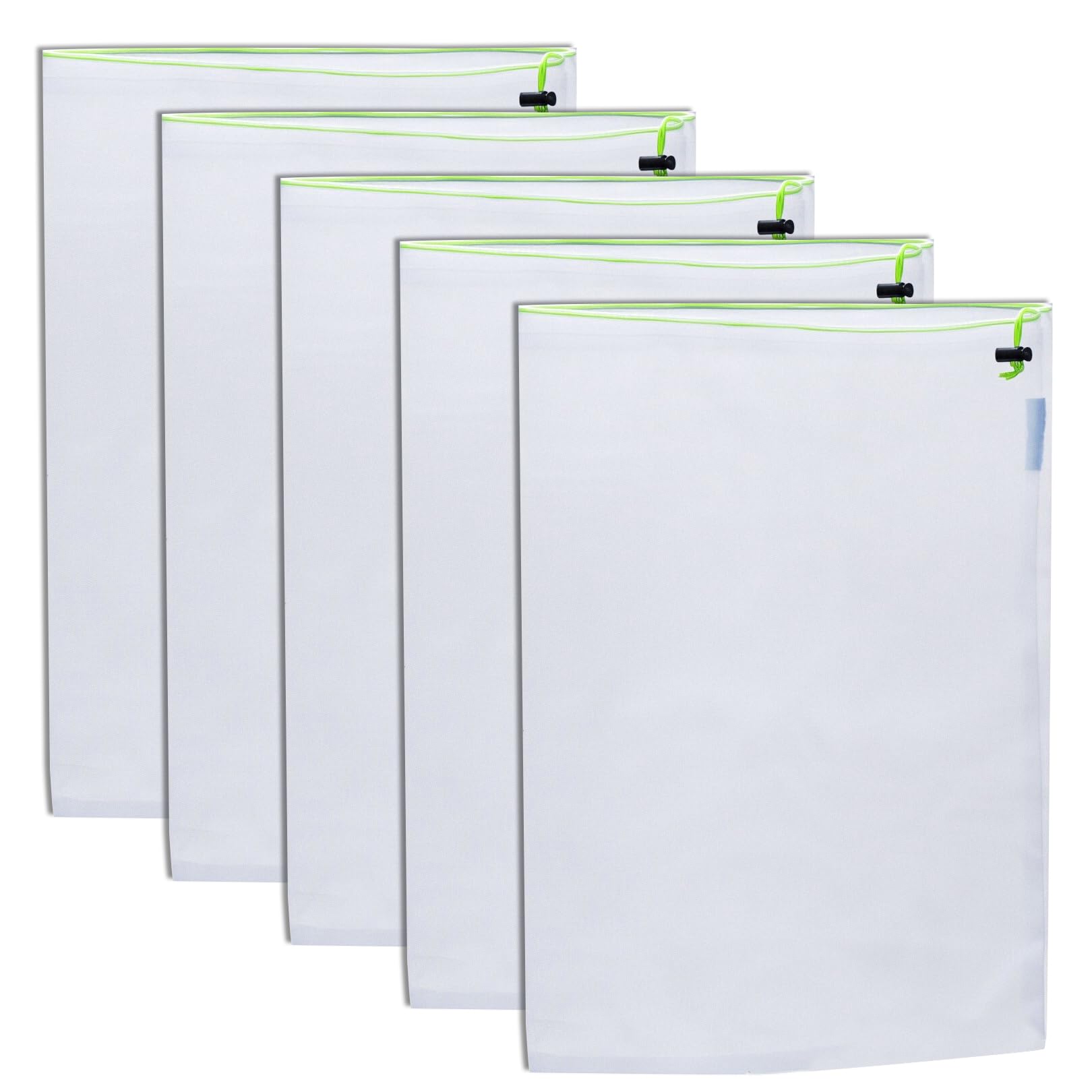 5 Pcs Fruit Protection Bags,Vegetable Bags Non-Woven Fabric Reusable Produce Drawstring Storage Eco-Friendly Mesh Bag Grocery Net String Food Picking Allotment Breathable Clear,for Fresh Vegetables