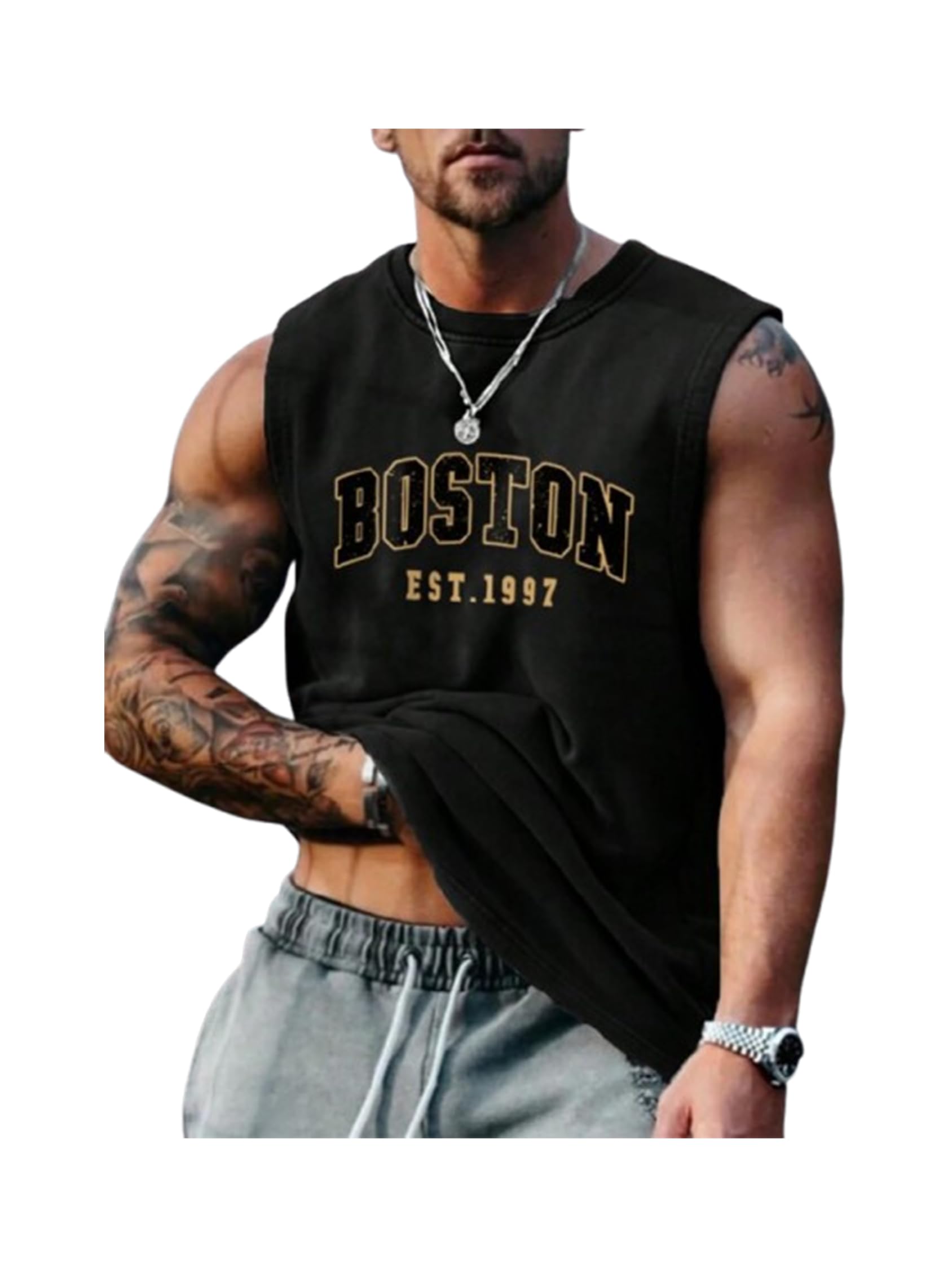 Men Cotton Blend Athletic Gym Tank Tops Sleeveless Sports Vest