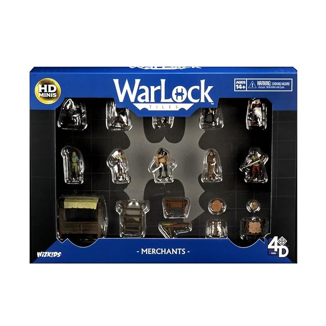 WizKids , Warlock Tiles: Accessory - Merchants , 1 + Players , Ages 12+ , 30 to 60 Minutes Playing Time