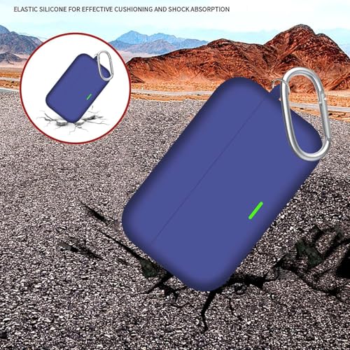 Image of Aniex Silicone Case Cover for realme Buds T500 Pro, Shockproof, Anti-Slip, Dustproof, Scratch Resistant, with Carabiner Hook, Full Body Protection (New Blue)