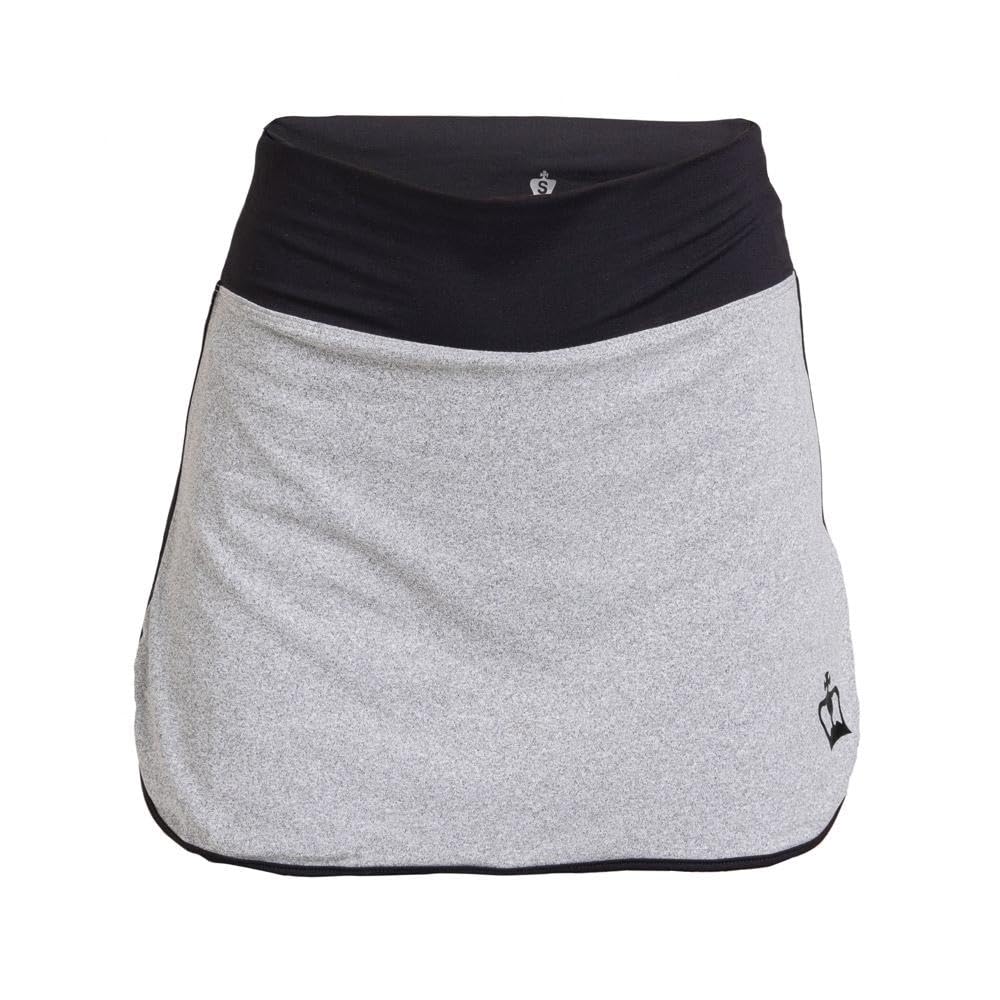 Black Crown - Falda Padel Mujer Corfú Gris Negro - Tejidos Poliamida y Elastano - Ligereza, Movilidad y Comodidad Dentro de la Pista - Transpirable