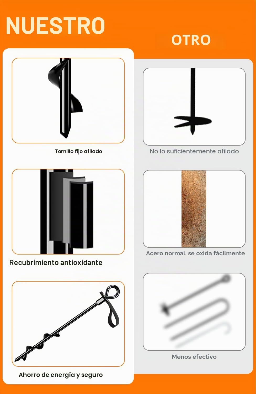 Juego de 4 anclajes para suelo, para tienda de campaña con correas, anclajes de tierra para atornillar | Para asegurar trampolines, tiendas de campaña, marquesinas, cobertizos, caravanas, etc