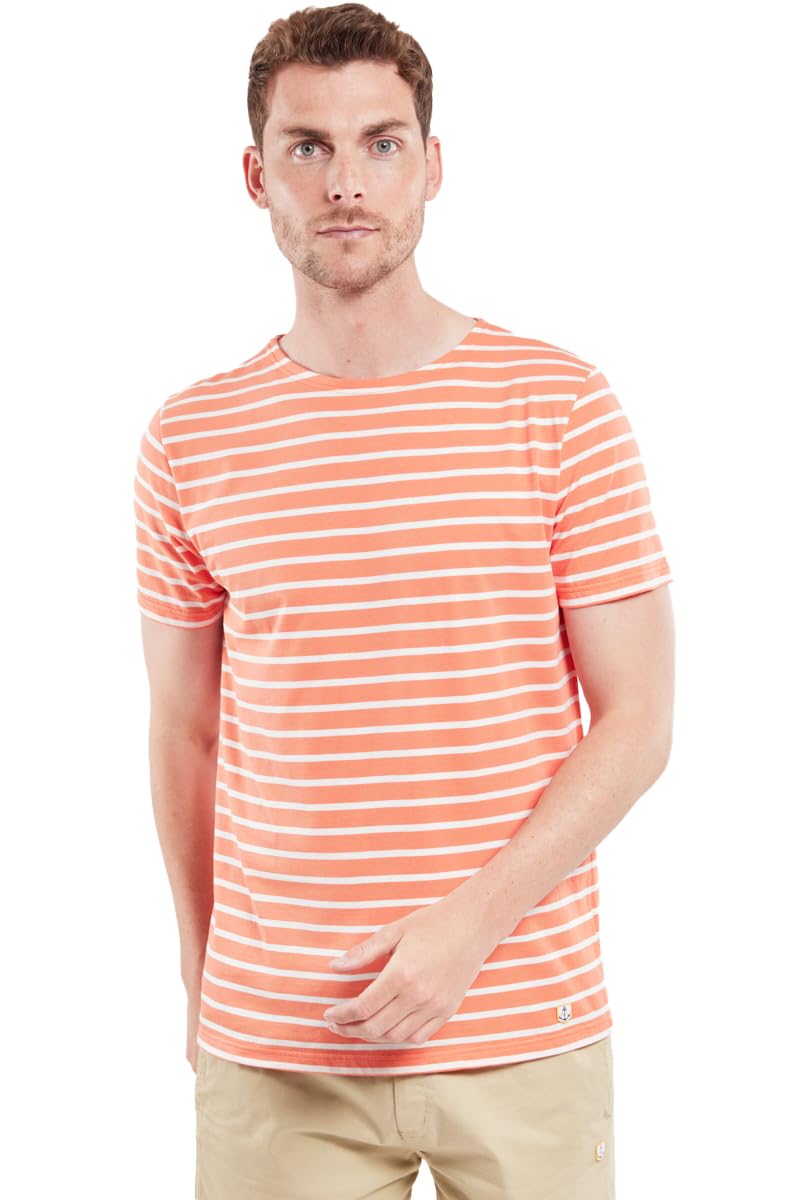 Armor Lux Men's Hoëdic Heritage Sailor T-Shirt, Coral E24/Milk, S