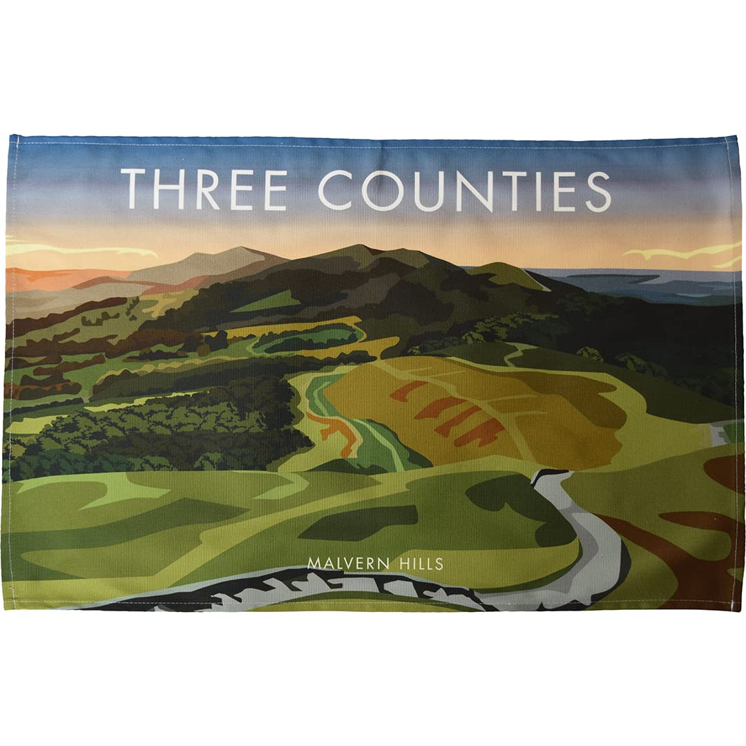Town Towels Three Counties - Malvern Hills Tea Towel